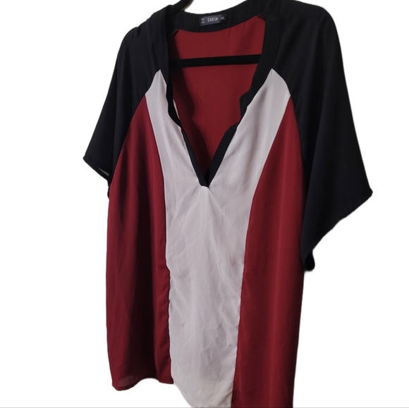 SHEIN Lightweight Short-sleeve Blouse Size 3X Red Black White - Picture 3 of 6